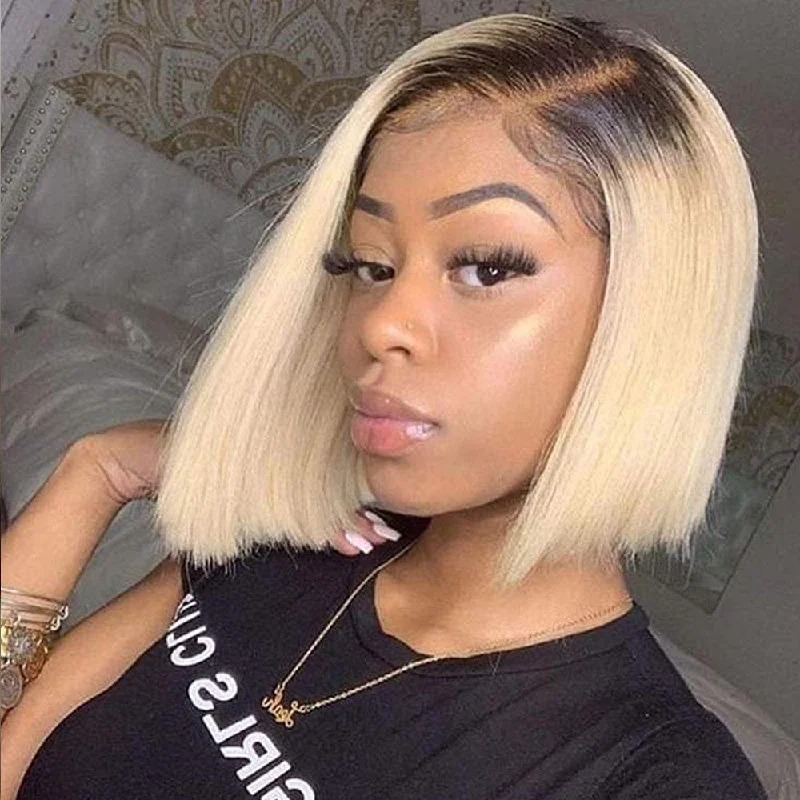 Colored Bob Wig Human Hair Wigs 1B/613