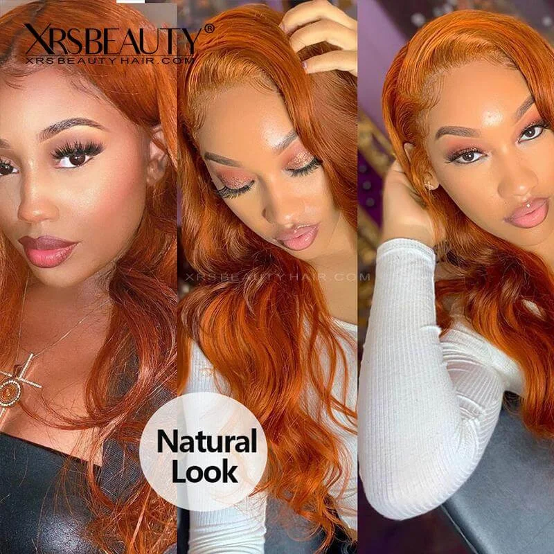 Ginger Orange Lace Front Wig Body Wave Virgin Human Hair Transparent Lace Natural Hairline [CFW21]