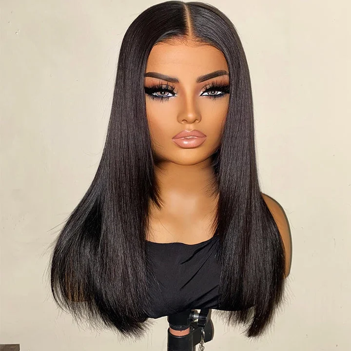 Layered Cut 7x5 Pre Cut Lace Wig Straight Preplucked Glueless Wig