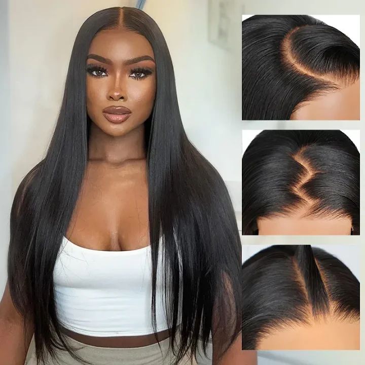 5x6 Pre Cut Lace Wig Glueless 9x6 Parting Max Lace Straight Human Hair Wigs