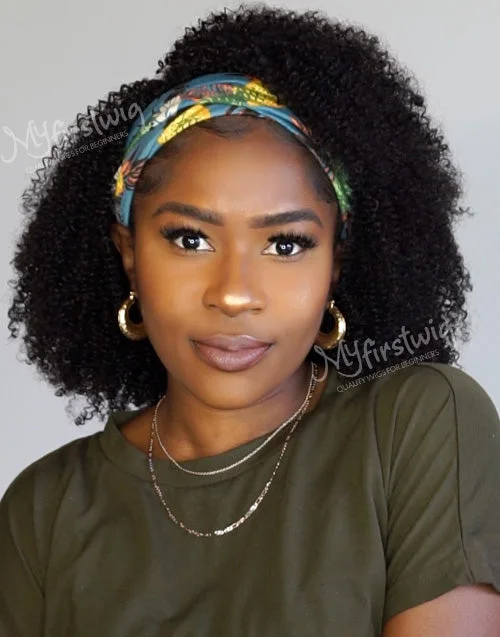 GINA - COILY (3C-4A) NATURAL CURLS HUMAN HAIR HEADBAND WIG - HBW021