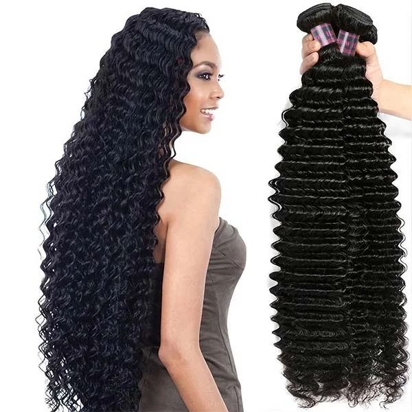 Ishow Deep Wave Bundles Brazilian Deep Curly Human Hair Weave 3 Bundles