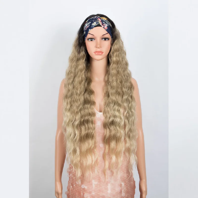 NOBLE Synthetic headband Wigs | Super Soft Long Wavy Wig | 38 Inch Headband Wigs Ombre Brown Color