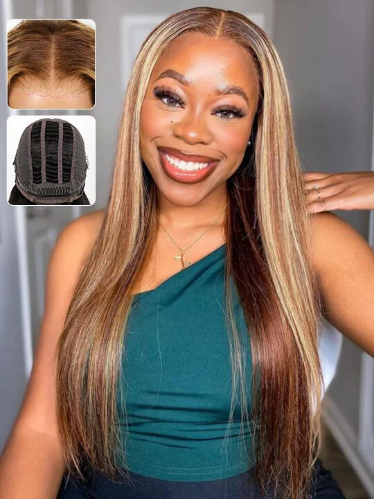 [Wear & Go] Air Cap Wig Highlight Hair Glueless 5x5 Lace Wig 14A Virgin Human Hair