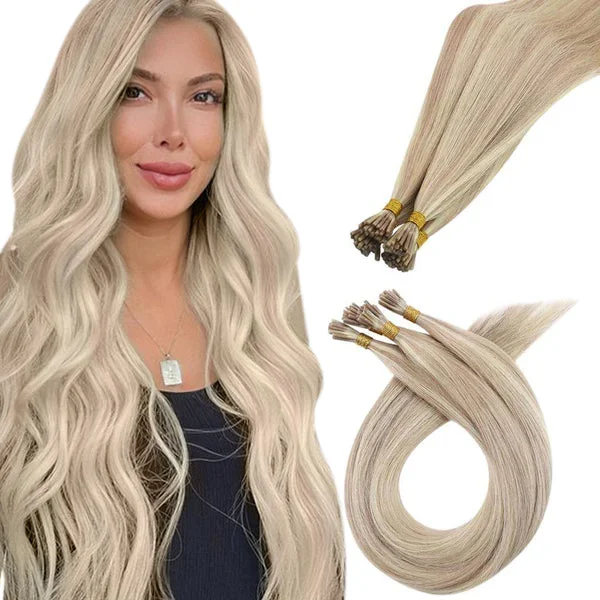 [US] Moresoo Virgin I Tip Hair Extensions Premium Brazilian Straight Hair Highlight(#18P613)