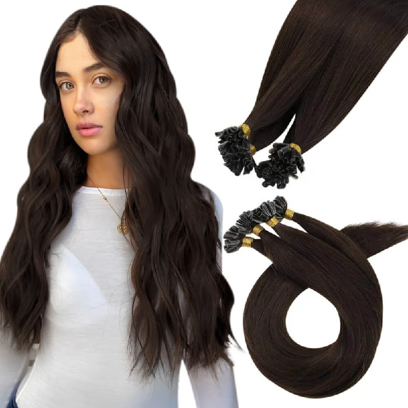 [Sale]Virgin U Tip Human Straight Hair Real Brazilian Moresoo Hair Extension Dark Brown #2