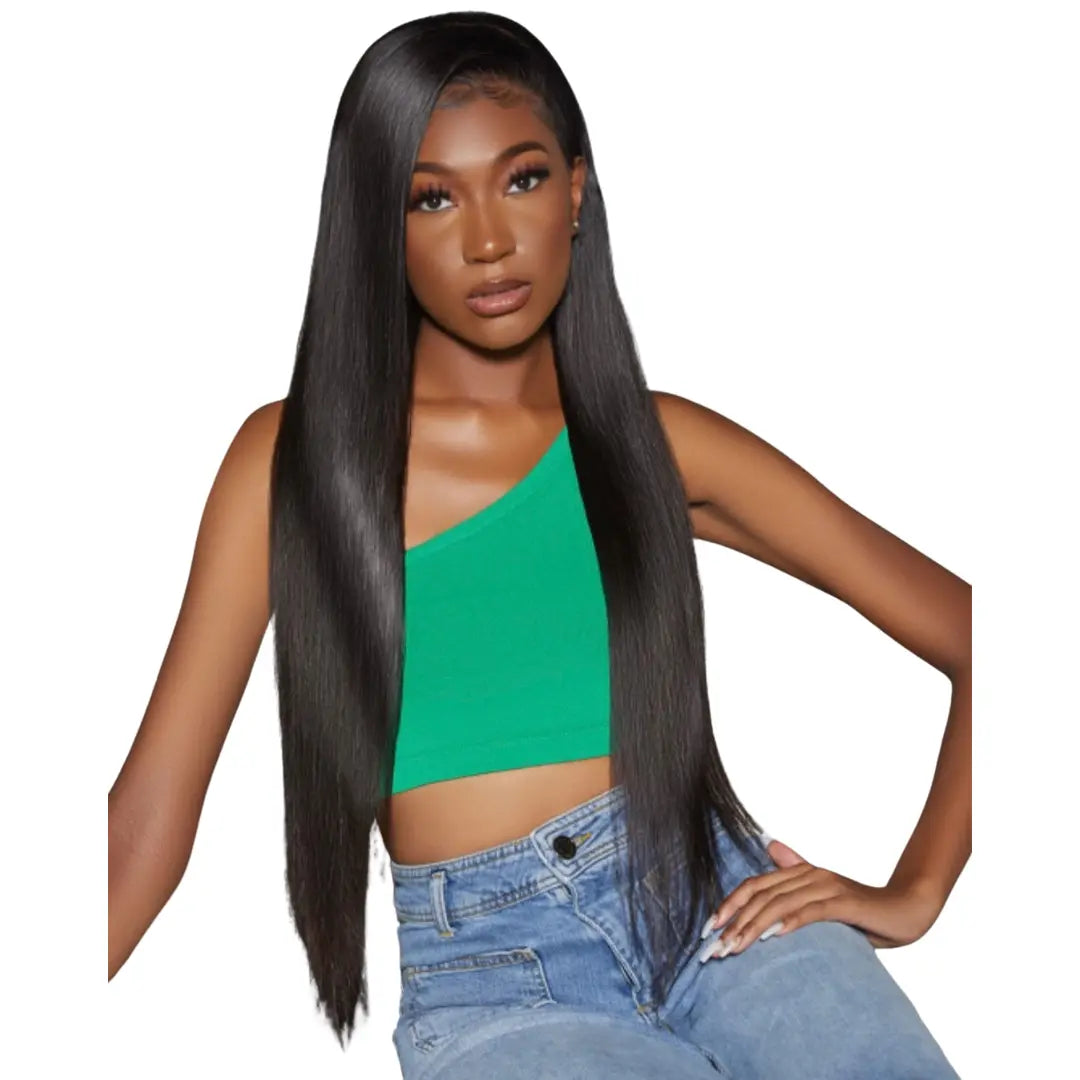 Rio 100% Brazilian Virgin Human Hair 13X6 Frontal Straight Wig - 26" Jet Black